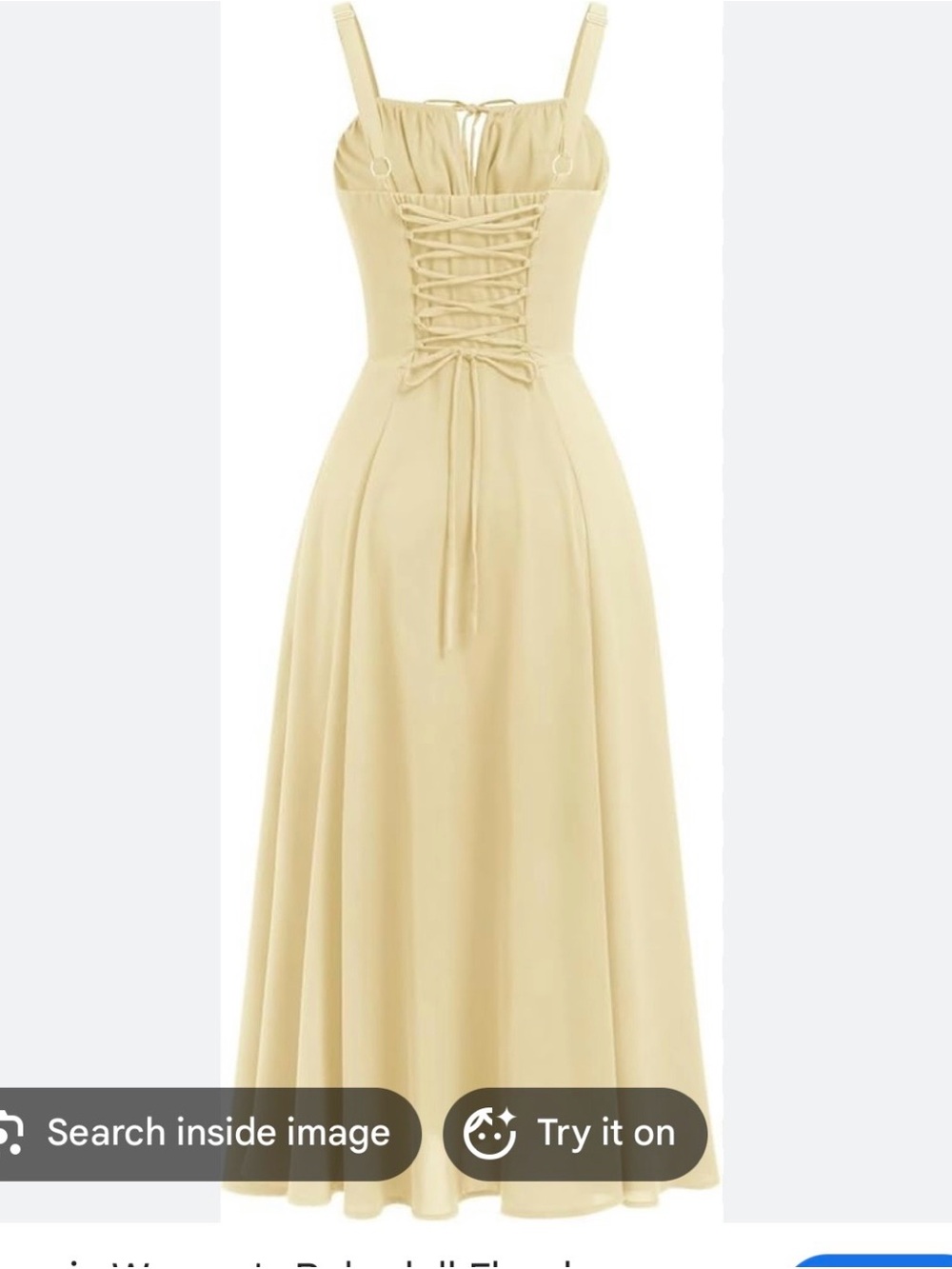 Yellow Strappy Midi Dress with Side Slit - Picture 3 of 5